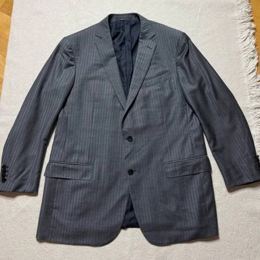 Ermenegildo Zegna Trofeo Men’s Wool Grey Pinstripe Sports Coat Blazer 48R 58 IT - Picture 2 of 11